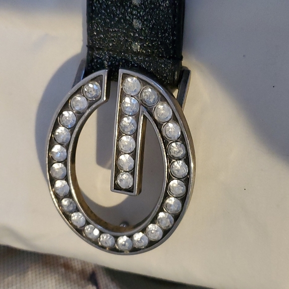 𝅺Two Guess cream and sparkle & black /silver  leather belts XL - Picture 7 of 11